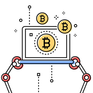 比特币业务多彩线条设计风格概念插图