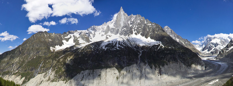 雪和冰川附近霞慕尼高峰