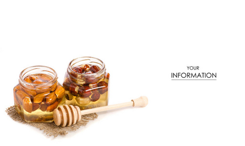 蜂蜜罐, 配有汤匙, 用于蜜坚果图案