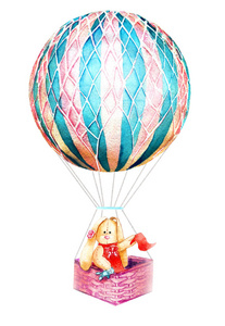 水彩图画兔子在 balloonchildren 的房间装饰