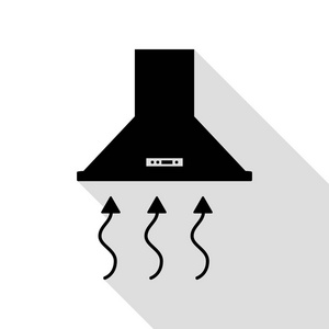排风罩。脱排油烟机。厨房通风标志。与平面样式阴影路径的黑色图标