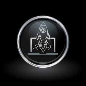 内圆的银色和黑色象征笔记本电脑火箭发射图标