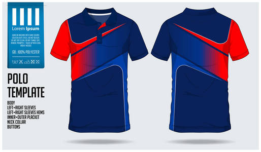 蓝马球 t恤衫运动模板设计足球球衣, 足球套件或运动装束。运动制服在前面看法和后面看法。t恤衫为体育俱乐部做准备。向量