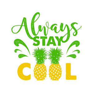 带纹理的菠萝矢量图和刻字手绘制的标签照片