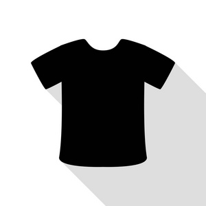 T 恤的标志。与平面样式阴影路径的黑色图标