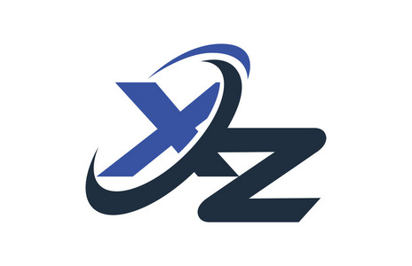 Xz 字母徽标蓝色旋风全球数字业务