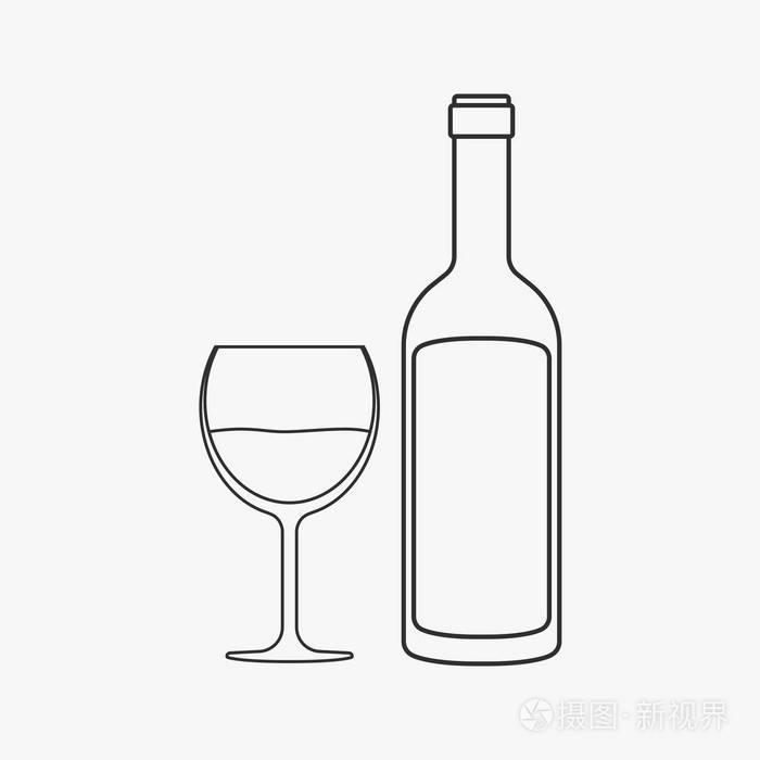 酒瓶玻璃扁黑色轮廓设计图标插画-正版商用图片0nkhns-摄图新视界