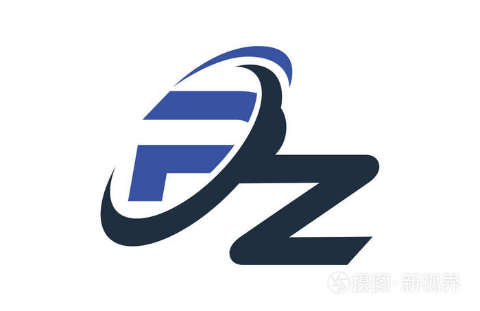 Pz 字母徽标蓝色旋风全球数码业务