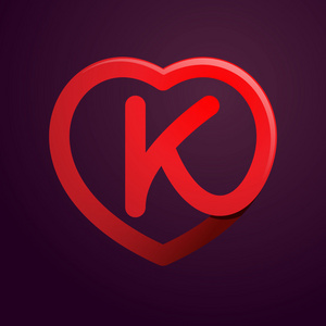 带红色的心 K 字母
