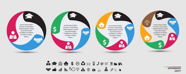 矢量模板为循环图 图 演示文稿和圆图