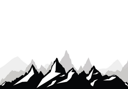 组的黑色和白色的山的轮廓。背景边框的洛矶山脉。矢量图
