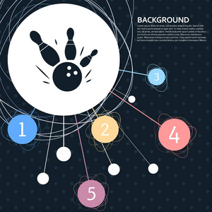 保龄球游戏圆球图标与背景的点和图表风格。矢量