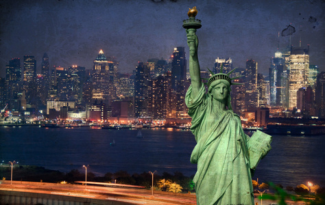 自由女神像纽约城旅游概念图片