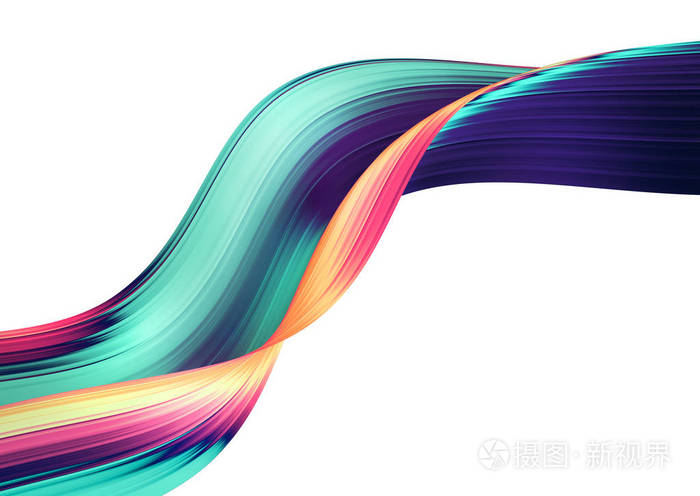 3d 渲染抽象背景 色彩鲜艳的90s 风格扭曲的形状在运动 彩虹数码艺术海报 横幅背景 设计元素 白色背景 全息隔离箔带照片 正版商用图片0nku4y 摄图新视界