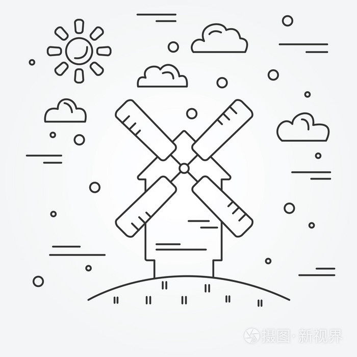 风力磨坊.矢量插画-正版商用图片0nkwm1-摄图新视界