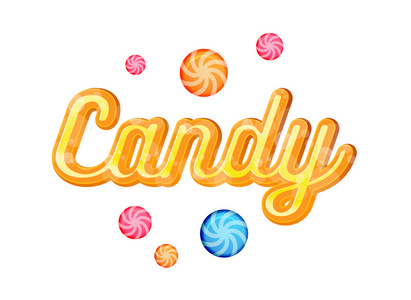 海报的标题矢量的黄色糖果字体图片