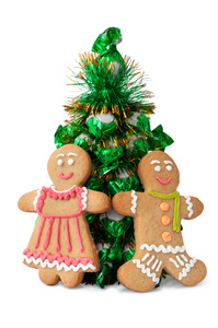姜饼饼干和糖果的圣诞树