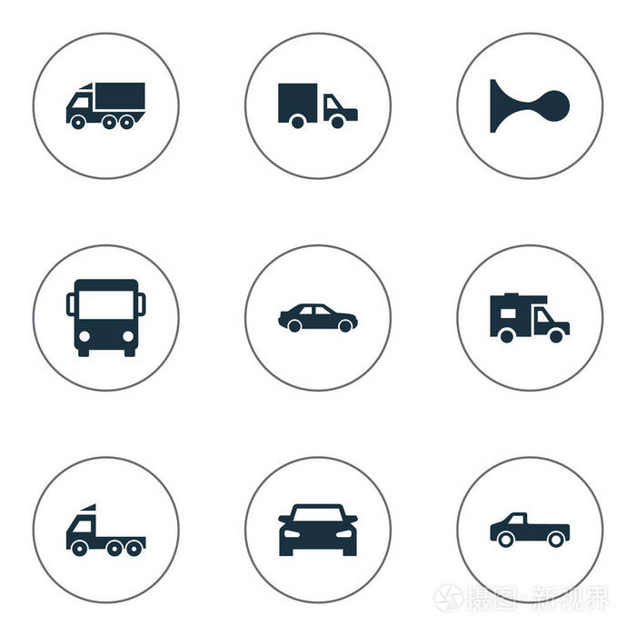 矢量图组的简单交通工具图标元素范汽车载重汽车和其他同义词公共马车