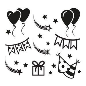 生日聚会图标,mono 的矢量符号照片