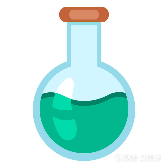 矢量扁扁图标圆底烧瓶化学实验室玻璃器皿