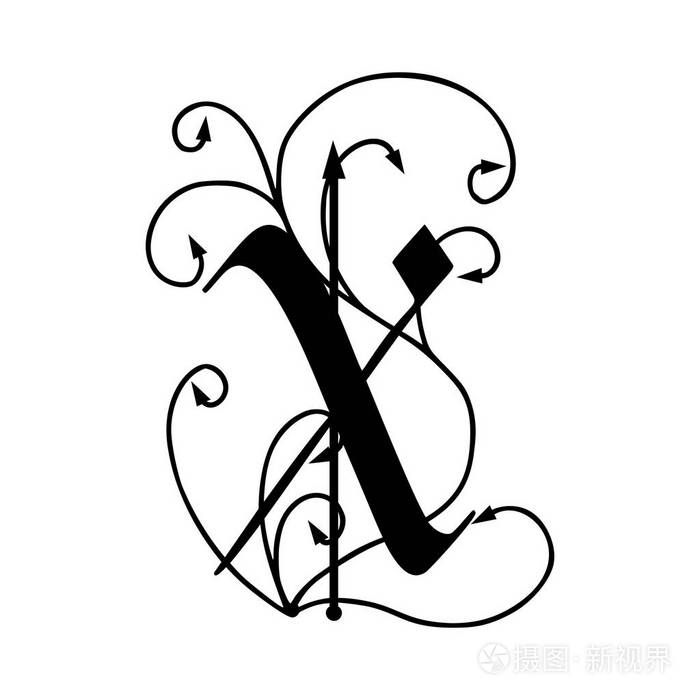 带箭头的字母 x插画-正版商用图片0nl6sa-摄图新视界