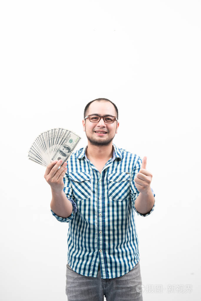 孤立在白色背景上的有钱的男人