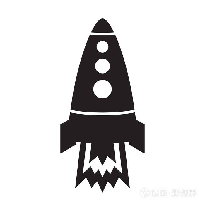 白色背景上的火箭剪影