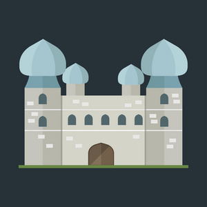 卡通童话城堡塔图标可爱建筑幻想房子童话中世纪和公主据点设计分离的