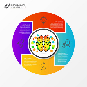 信息图表设计模板。经营理念与 4 个步骤