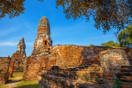 扫管笏帕拉姆寺庙在教科文组织世界遗产站点在泰国大城府历史公园