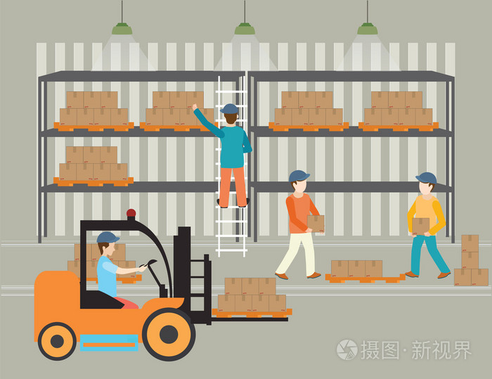 工人的仓库负荷箱