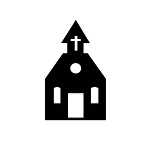 教堂黑色剪影图标白色背景建筑标志插图隔离时尚平面设计, 徽标, 网站, 社会媒体, Ui