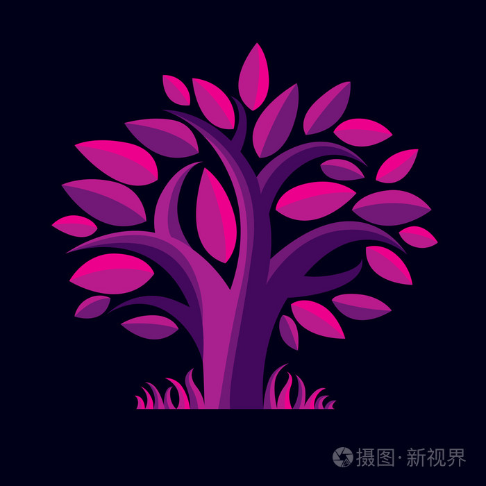 程式化紫枝树插画-正版商用图片0nlkn4-摄图新视界