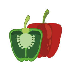 绿色和红辣椒食品健康形象