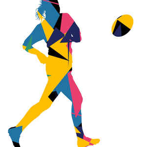 活跃的妇女橄榄球球员年轻健康的运动剪影平衡表