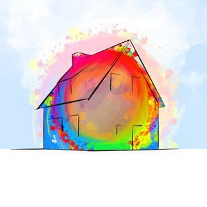 多彩的独立房子图画概念图片