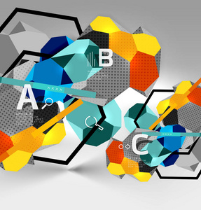 3d 六角几何组成, 几何数字抽象背景