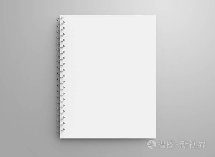 空白记事本样机, 3d 渲染螺旋笔记本为设计使用的空白空间, 顶部视图