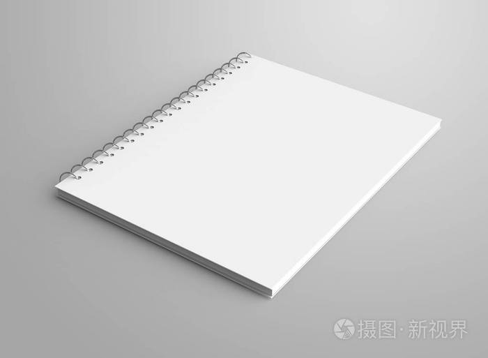 空白记事本样机, 3d 渲染螺旋笔记本, 用于设计使用的空白空间, 提升