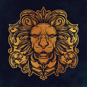 狮子头部落纹身图片-狮子头部落纹身素材-狮子头部落纹身插画-摄图新