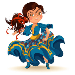 跳舞萨尔萨节日 junina, 女孩穿花在头传统的嘉年华舞, 节日派对舞者