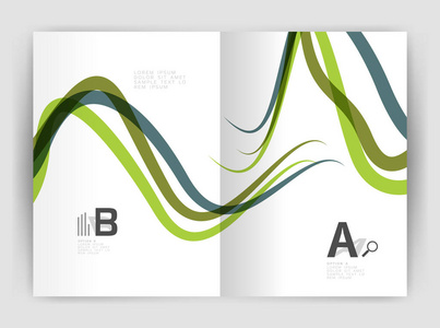 企业宣传册传单 tempalate 波和线抽象背景