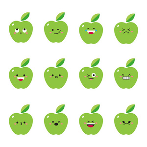 苹果绿色现代平表情图标集