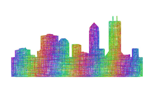 杰克逊维尔的天际线轮廓多色线条艺术