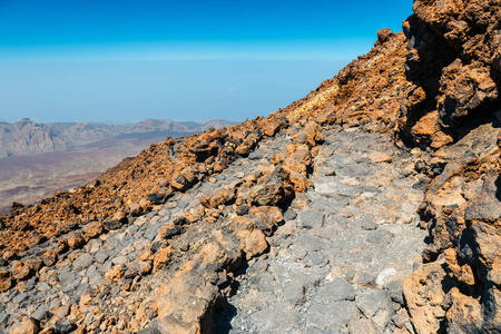 西班牙特内里费岛 teide 火山顶端的山路
