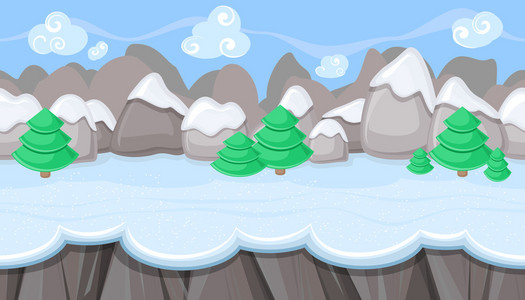 无缝冬季景观与圆山圣诞游戏设计