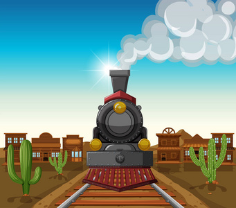 沙漠火车图片-沙漠火车素材-沙漠火车插画-摄图新视界