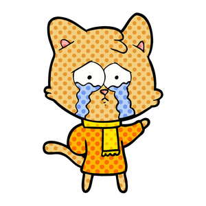 卡通哭猫的矢量例证