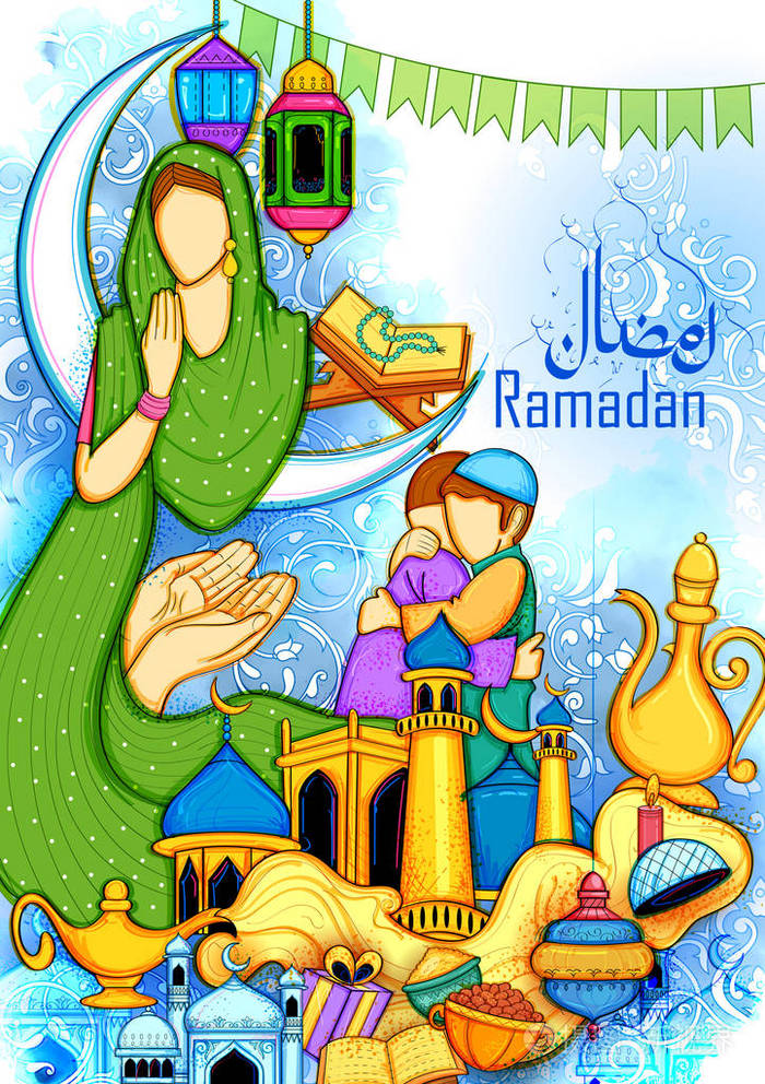 上拉斋月伊斯兰宗教节日开斋节穆巴拉克快乐开斋节背景