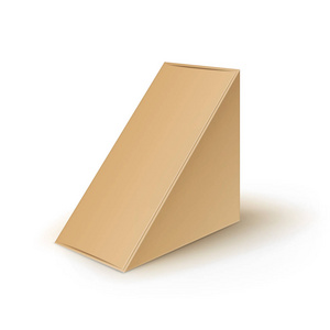 矢量棕色空白纸板三角形拿走箱子包装为三明治, 食物, 礼物, 其他产品模仿在白色背景被隔绝的特写
